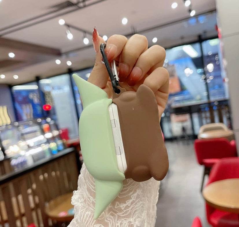 Airpod's Pro 2 Silicone Cute Monster Cartoon Silicone Case - Green Brown - Guleel