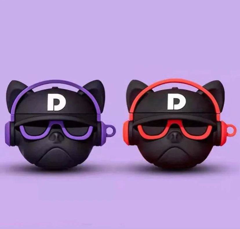 Airpod's Pro 2 Silicone Cute Music Bull Dog Cartoon Silicone Case - Lavender - Guleel