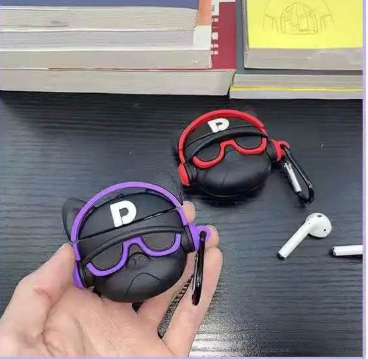 Airpod's Pro 2 Silicone Cute Music Bull Dog Cartoon Silicone Case - Lavender - Guleel