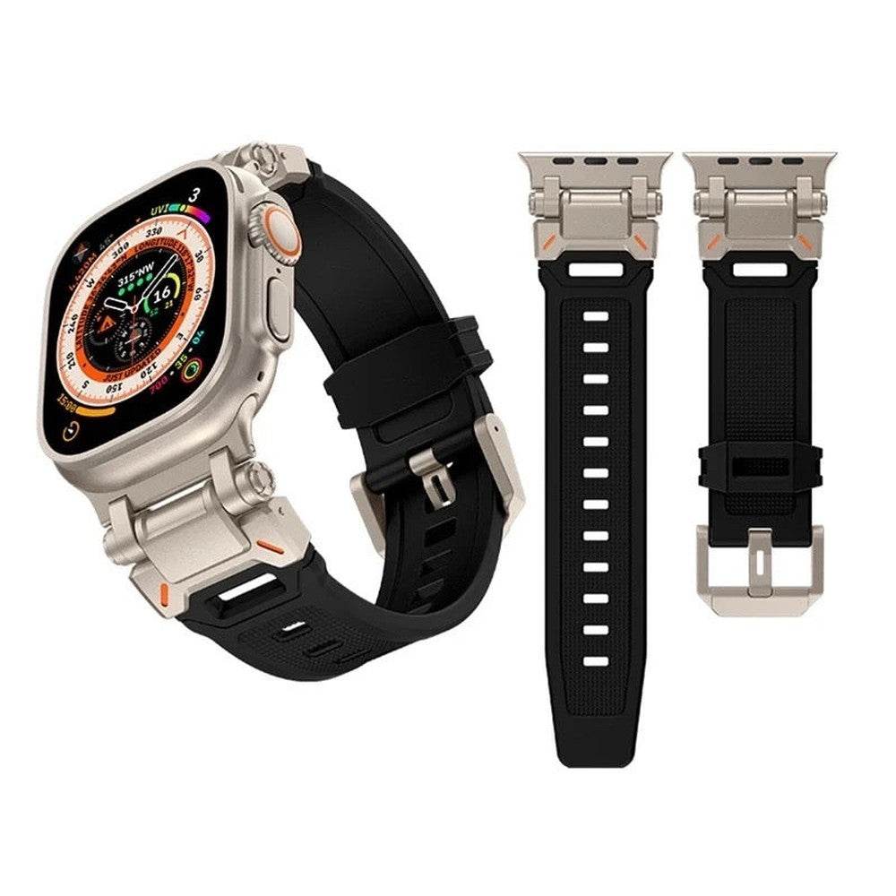 Premium Metal Stainless Steel Connector Silicone Strap iWatch Band 42mm 44mm 45mm 49mm Compatible for iWatch Ultra 2 Ultra SE2 SE Series 9 8 7 6 5 4 3 2 1 - Guleel