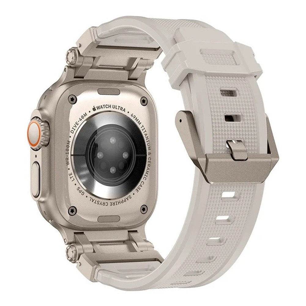 Premium Metal Stainless Steel Connector Silicone Strap iWatch Band 42mm 44mm 45mm 49mm Compatible for iWatch Ultra 2 Ultra SE2 SE Series 9 8 7 6 5 4 3 2 1 - White - Guleel