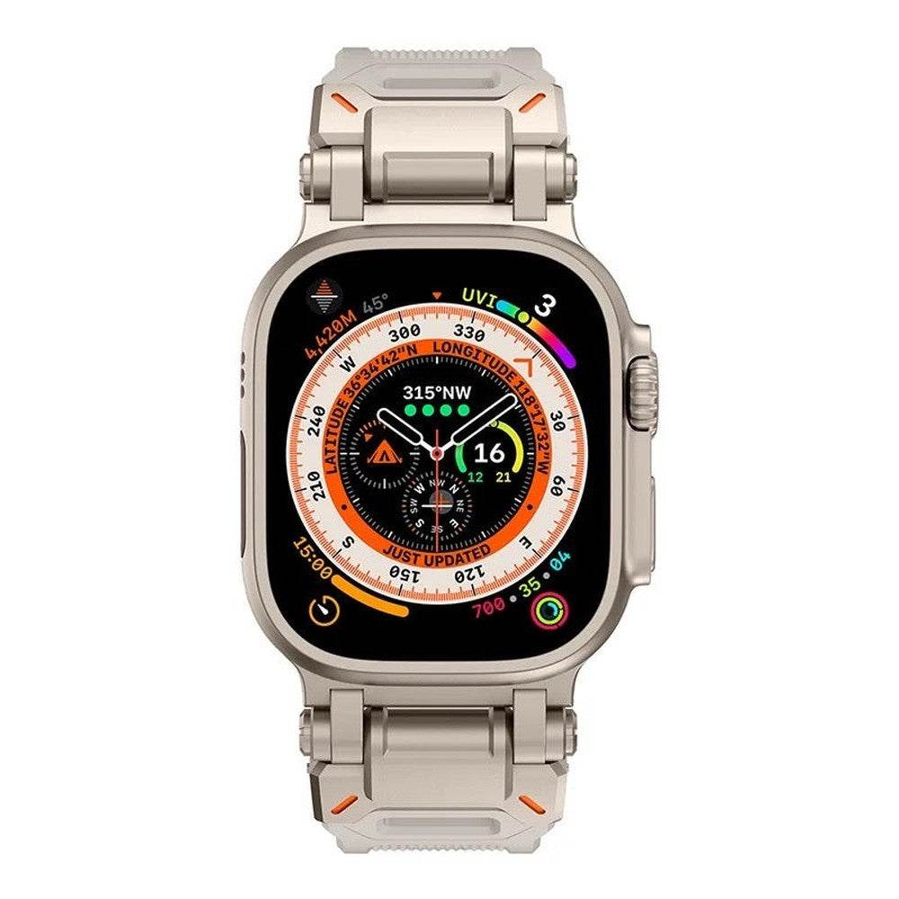 Premium Metal Stainless Steel Connector Silicone Strap iWatch Band 42mm 44mm 45mm 49mm Compatible for iWatch Ultra 2 Ultra SE2 SE Series 9 8 7 6 5 4 3 2 1 - White - Guleel