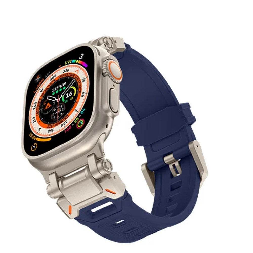 Premium Metal Stainless Steel Connector Silicone Strap iWatch Band 42mm 44mm 45mm 49mm Compatible for iWatch Ultra 2 Ultra SE2 SE Series 9 8 7 6 5 4 3 2 1 - Guleel