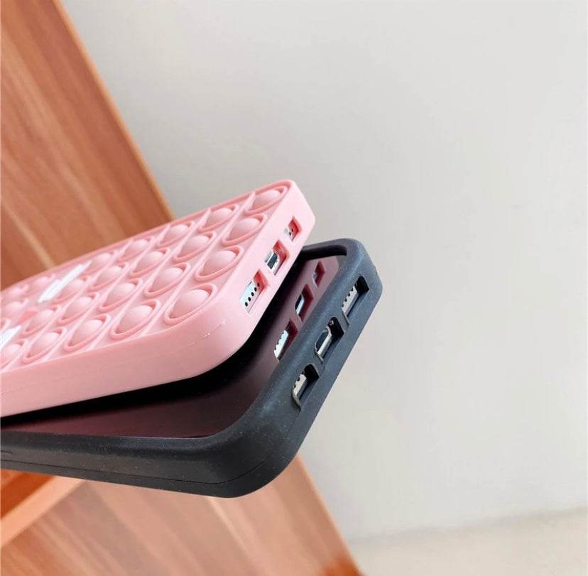 iPhone 12 Cute Cat Push Pop Fidget Silicone Case - Pink - Guleel