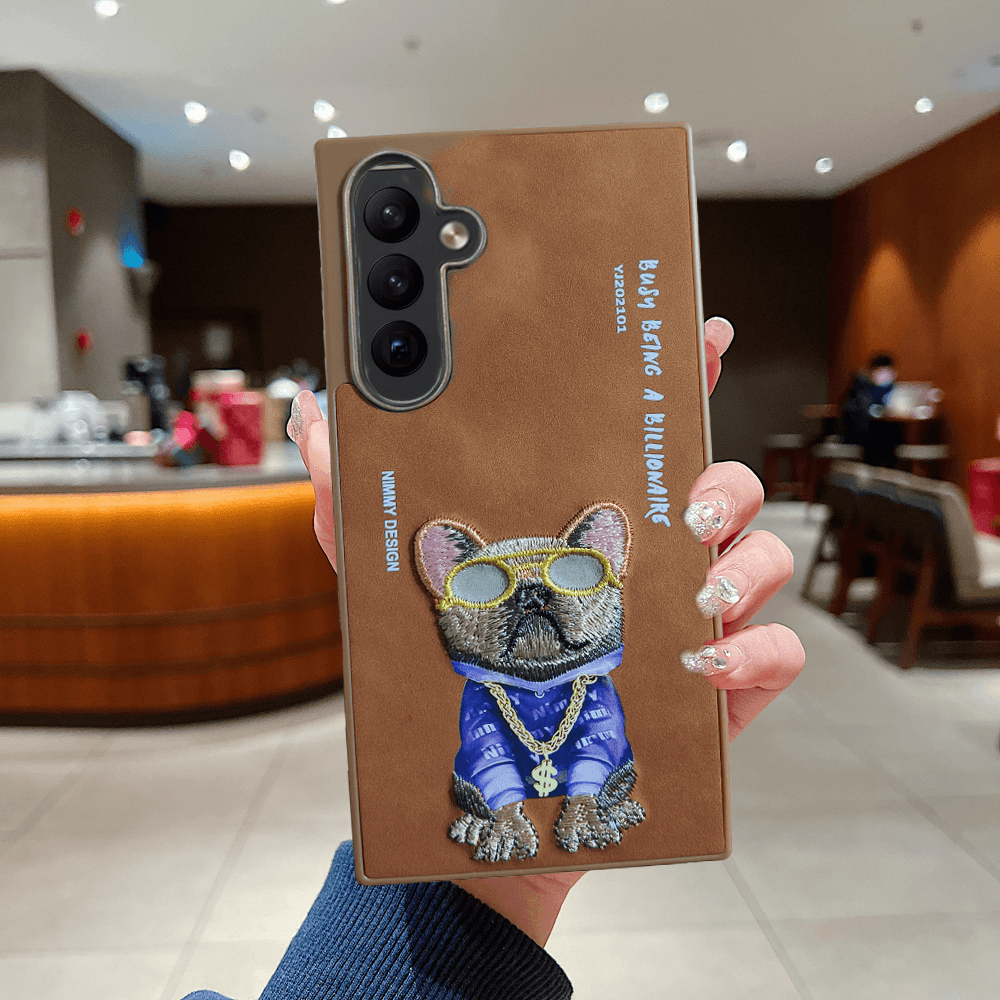 Galaxy S21FE Premium Nimmy Series Leather Finish Case = Brown Bulldog - Guleel