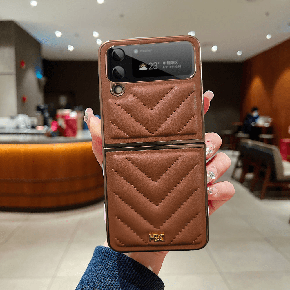 Samsung Galaxy Z Flip 3 Premium Cushion Leather Finish Case - Guleel
