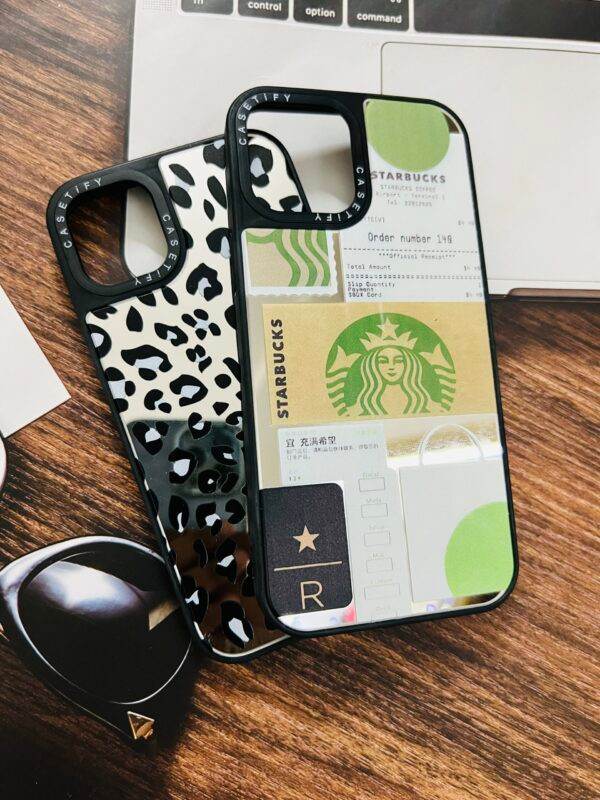 iPhone 12 Pro Max Premium Glass Reflective Mirror Finish Case - Leopard Design - Guleel