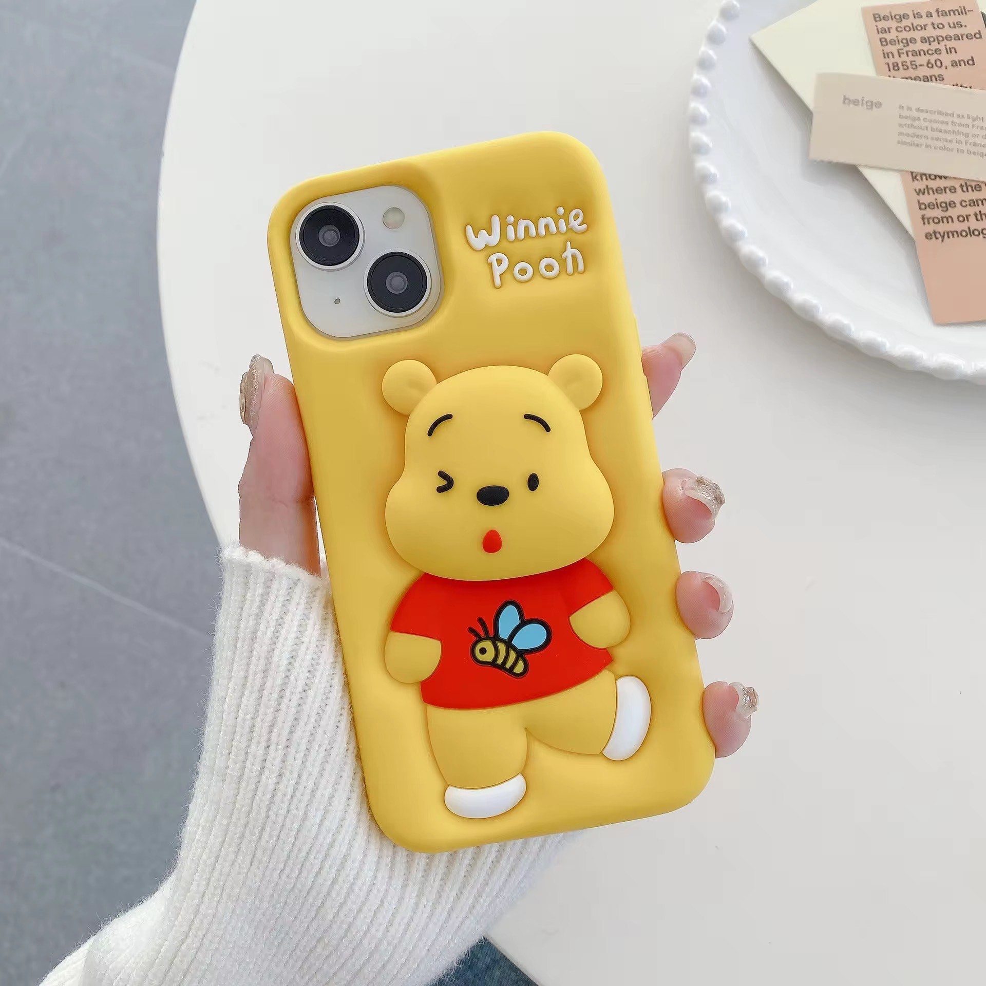 3D Cartoon Winnie the Pooh Yellow Soft Silicone Back Cover - Yellow