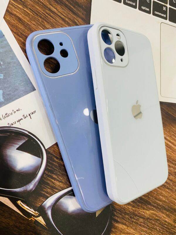 iPhone 12 Mini Premium Glass Mirror Finish Camera Protection Case - Blue - Guleel