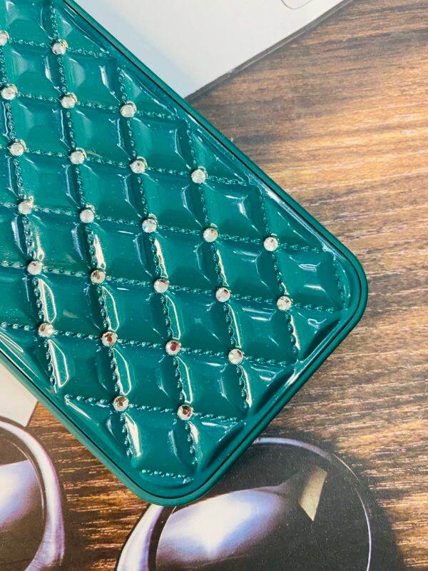 Premium Shockproof Square Diamond Back Cover - Dark Green - Guleel