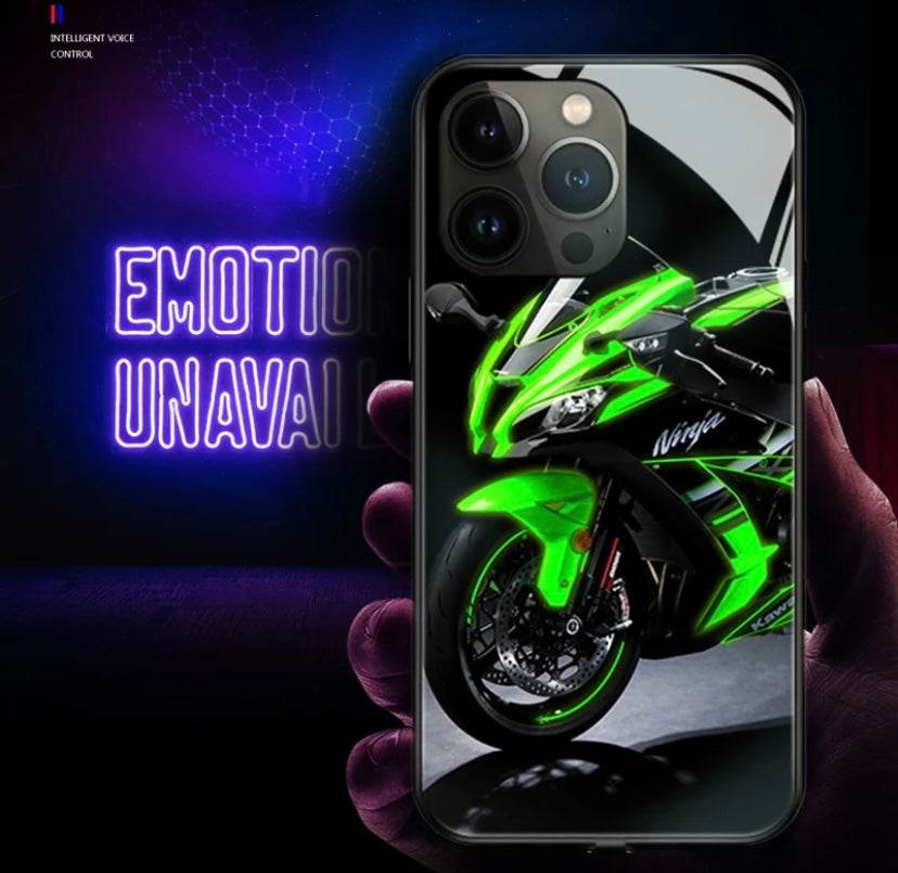 Iphone 14 Pro Premium Led Light Shockproof Case - Bike Design - Guleel