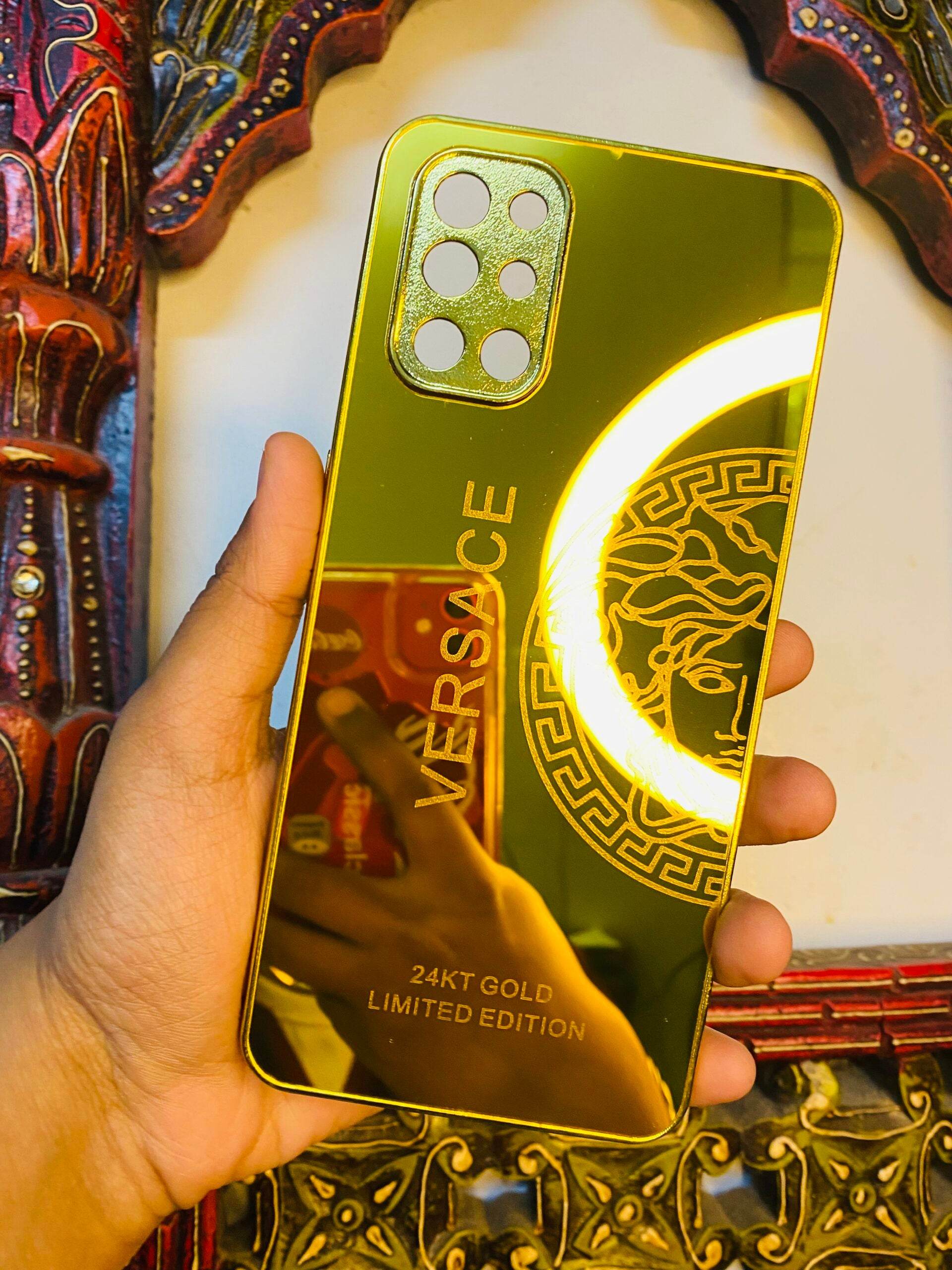Premium Gold Plated Mirror Finish Case Cover - Versace Right - Guleel