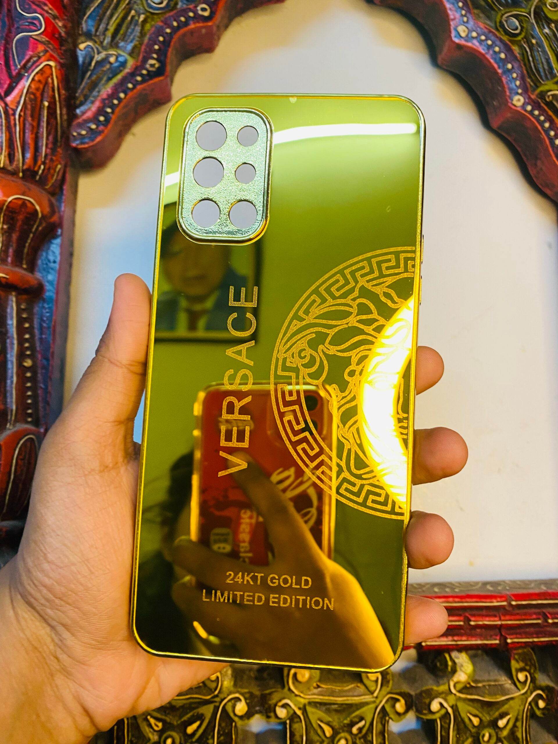 Premium Gold Plated Mirror Finish Case Cover - Versace Right - Guleel