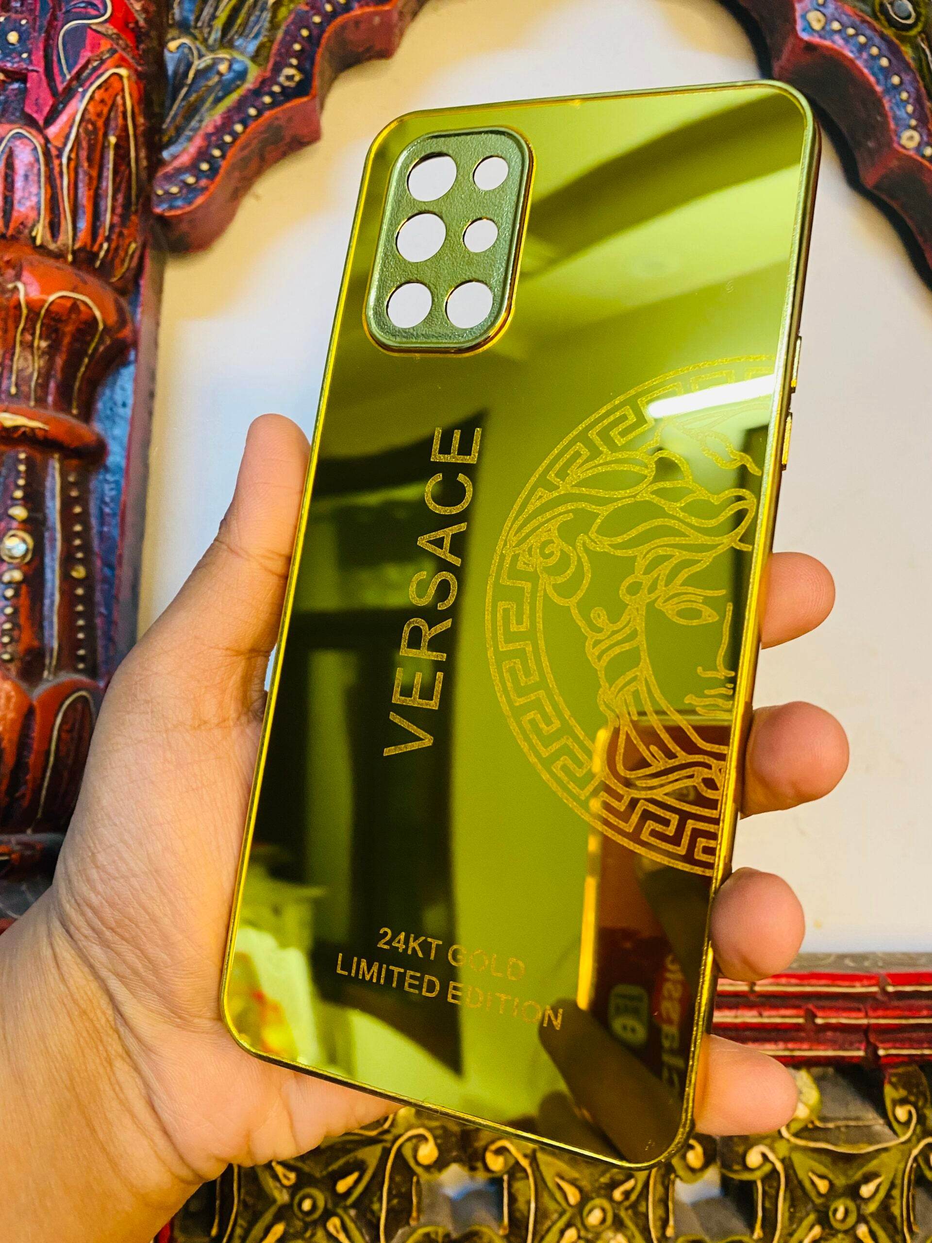 Premium Gold Plated Mirror Finish Case Cover - Versace Right - Guleel