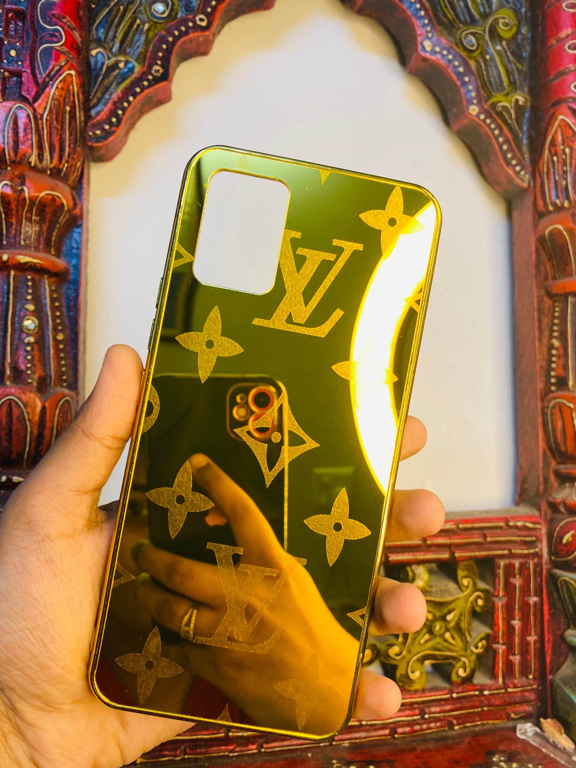 Premium Gold Plated Mirror Finish Case Cover - Plain LV - Guleel