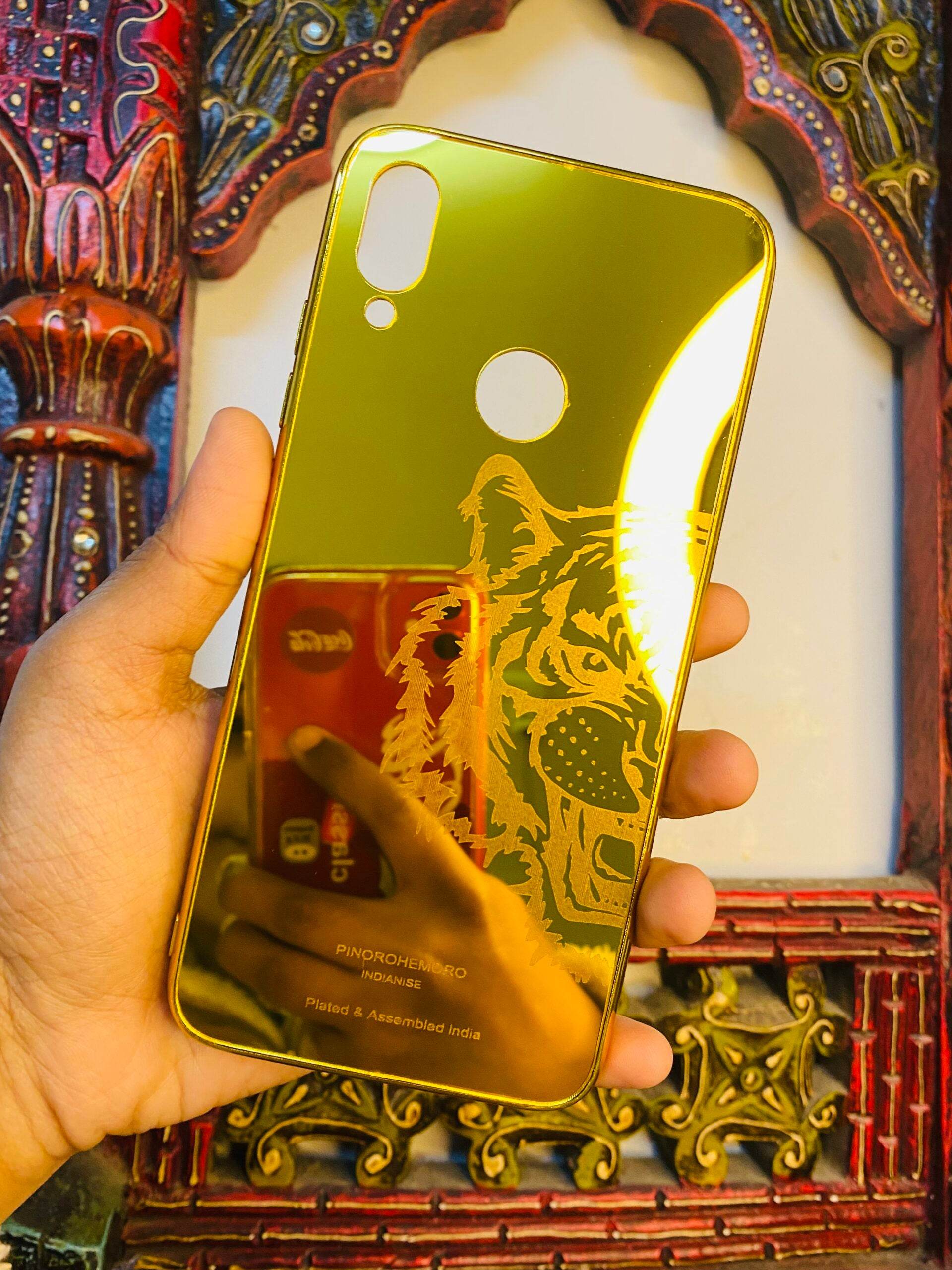 Premium Gold Plated Mirror Finish Case Cover - Tiger New Design - Guleel