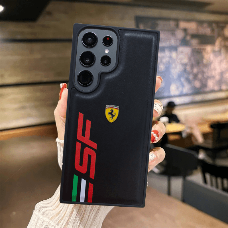 Samsung Galaxy S24 Ultra Premium Leather Finish Case - Ferrari SF Black - Guleel