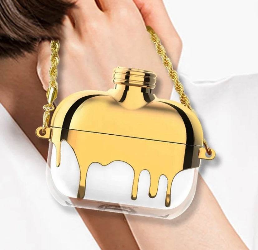 Airpod's Pro 2 Cute Flow Dropping Style Transparent Silicone Case - Silver - Guleel