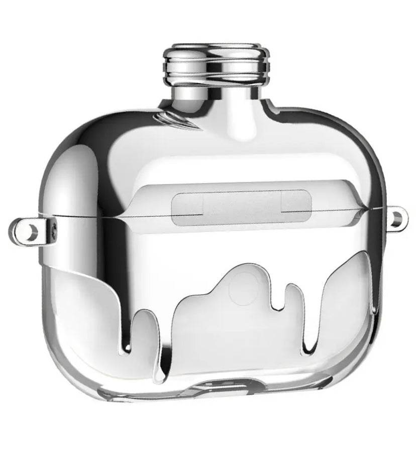 Airpod's 3 Cute Flow Dropping Style Transparent Silicone Case - Silver - Guleel