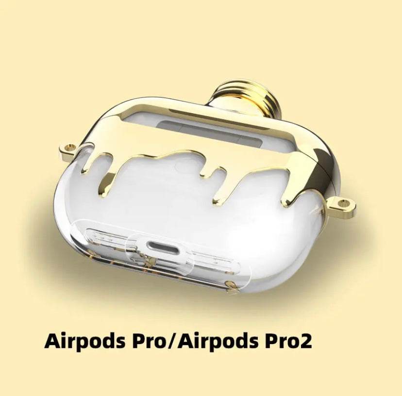 Airpod's Pro 2 Cute Flow Dropping Style Transparent Silicone Case - Silver - Guleel