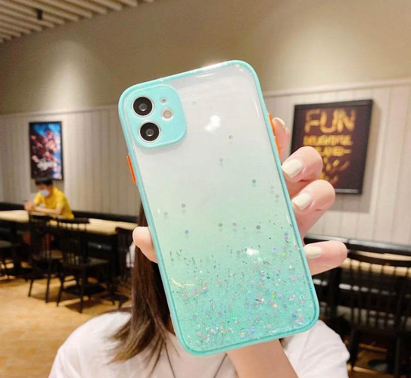 iPhone 12 Premium Glitter Shock Proof Case - Mint Green - Guleel