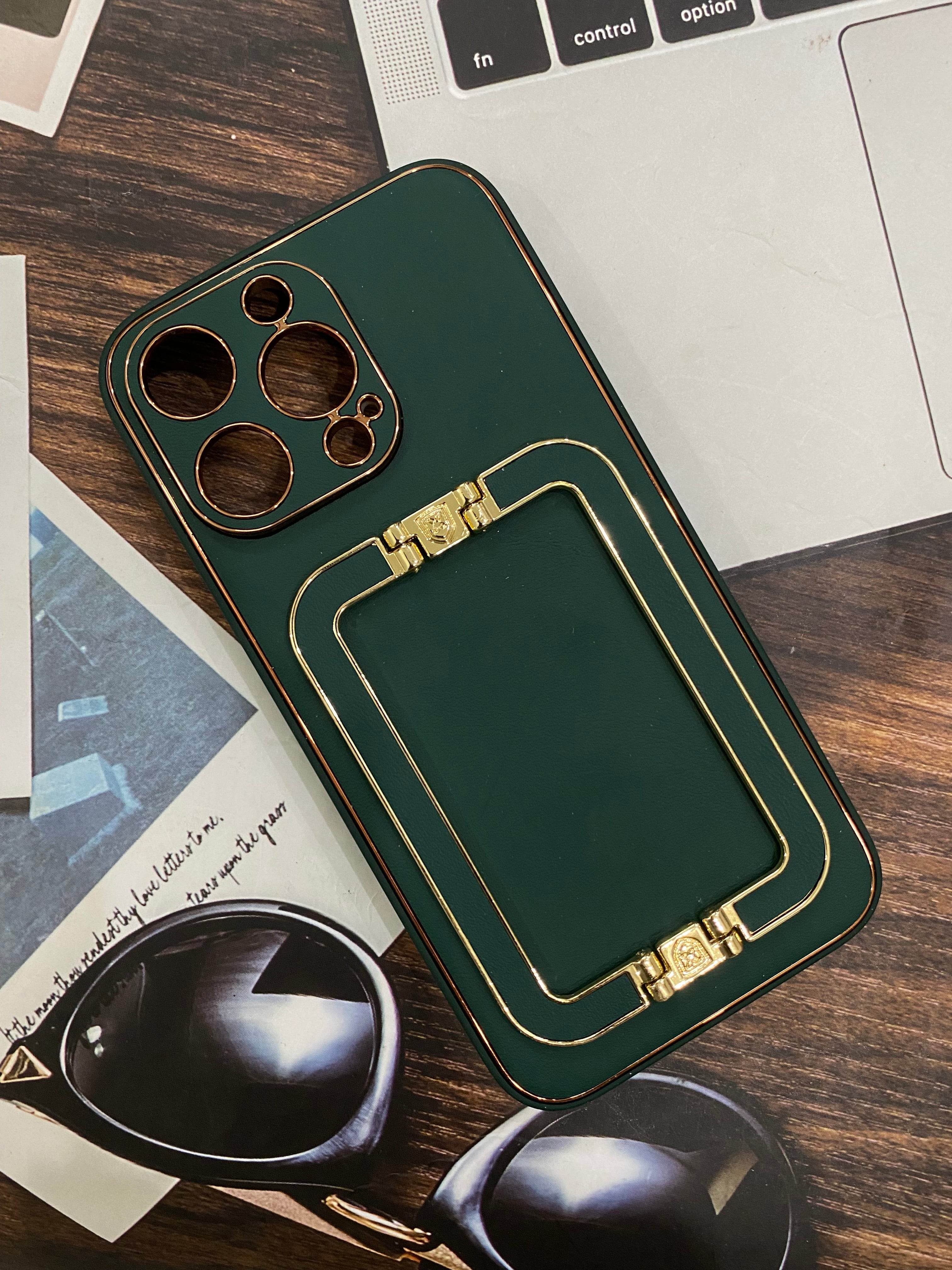 iPhone 13 Pro Premium Leather Camera Protection Case - Dark Green - Guleel