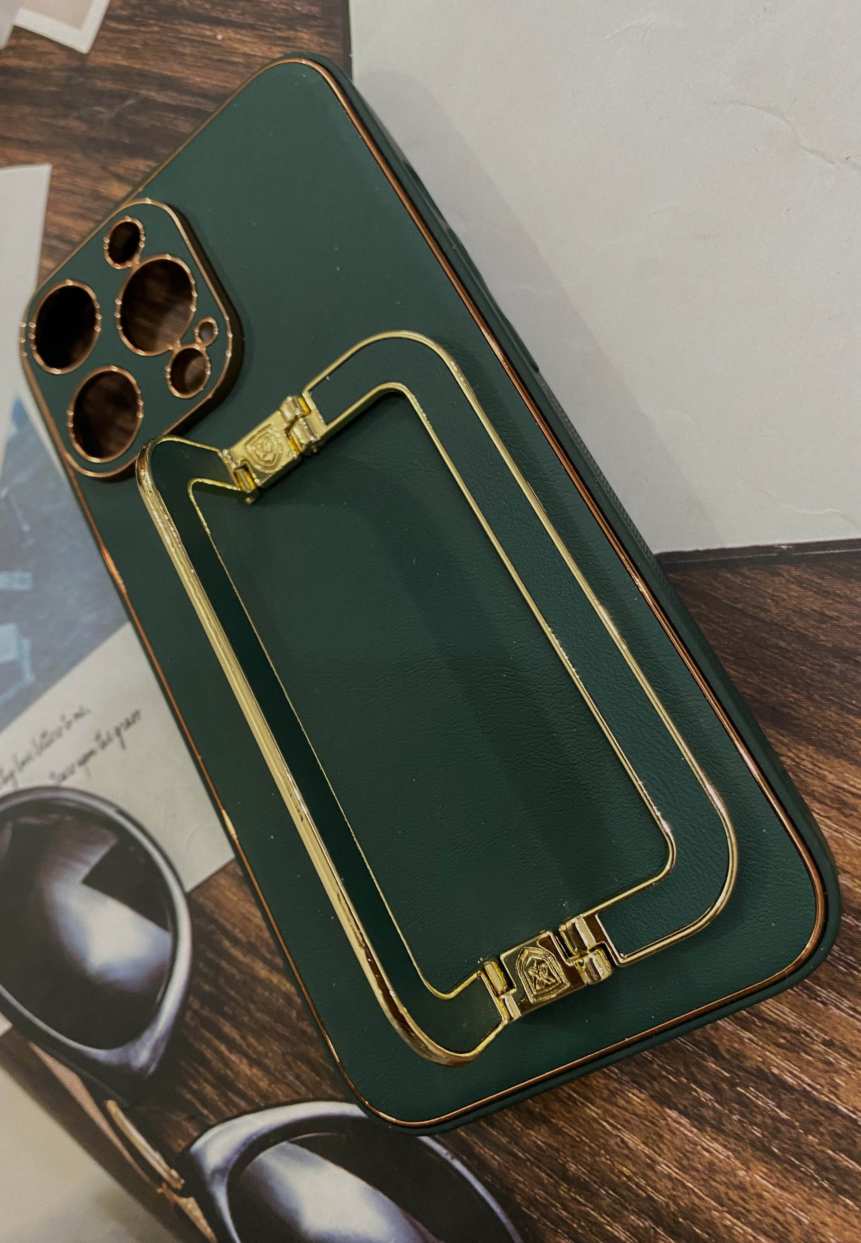 iPhone 13 Pro Premium Leather Camera Protection Case - Dark Green - Guleel