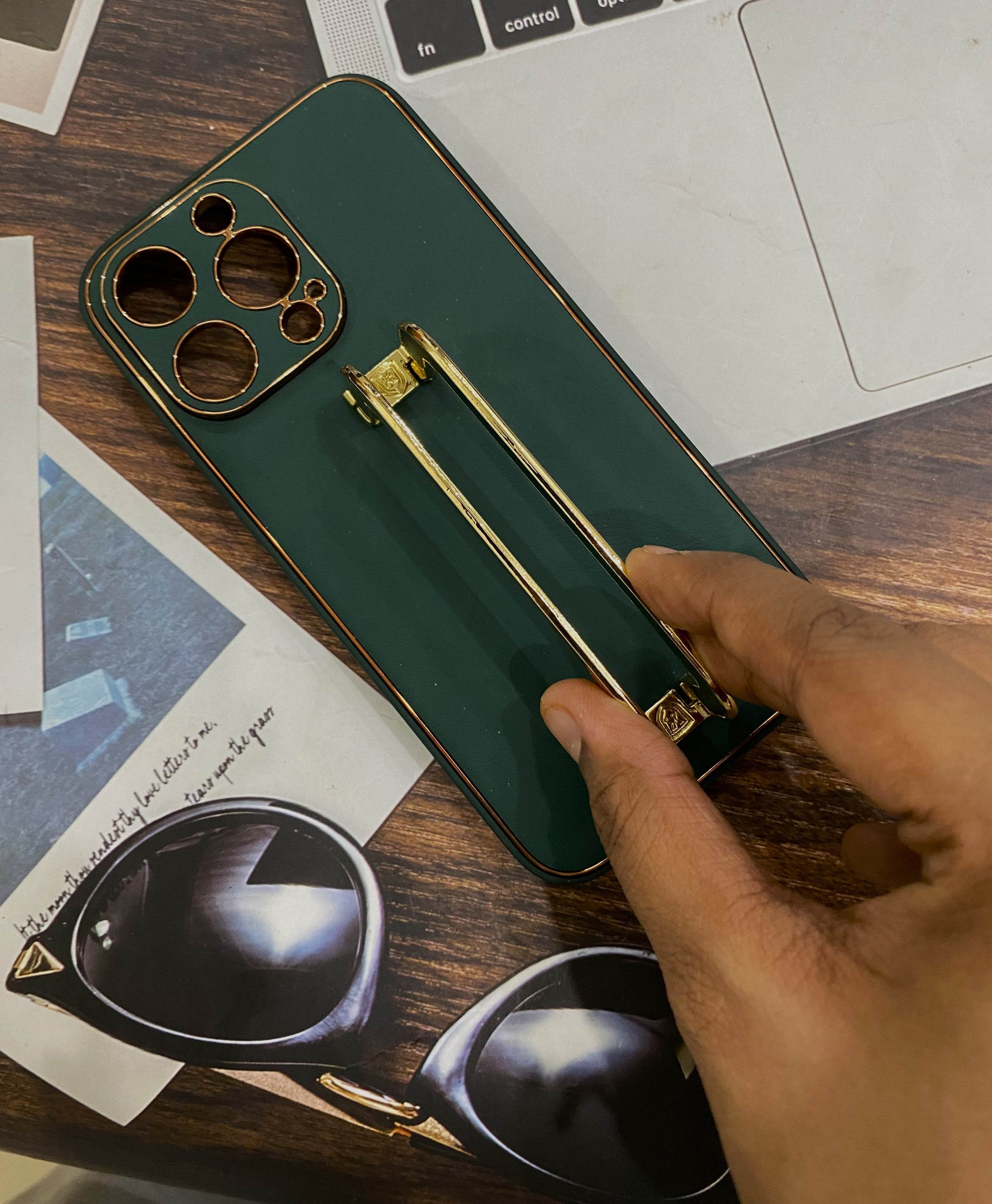 iPhone 13 Pro Premium Leather Camera Protection Case - Dark Green - Guleel