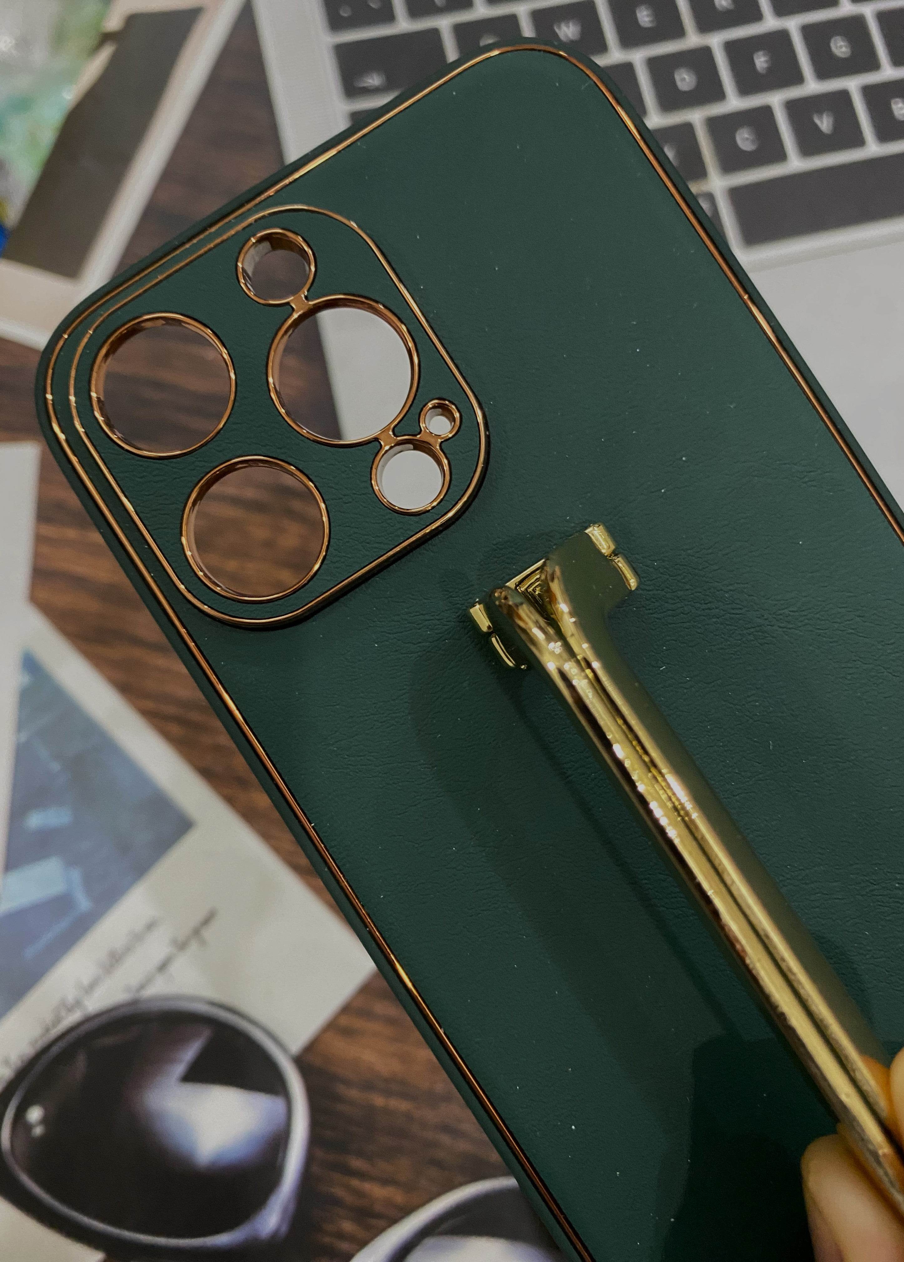 iPhone 13 Pro Premium Leather Camera Protection Case - Dark Green - Guleel