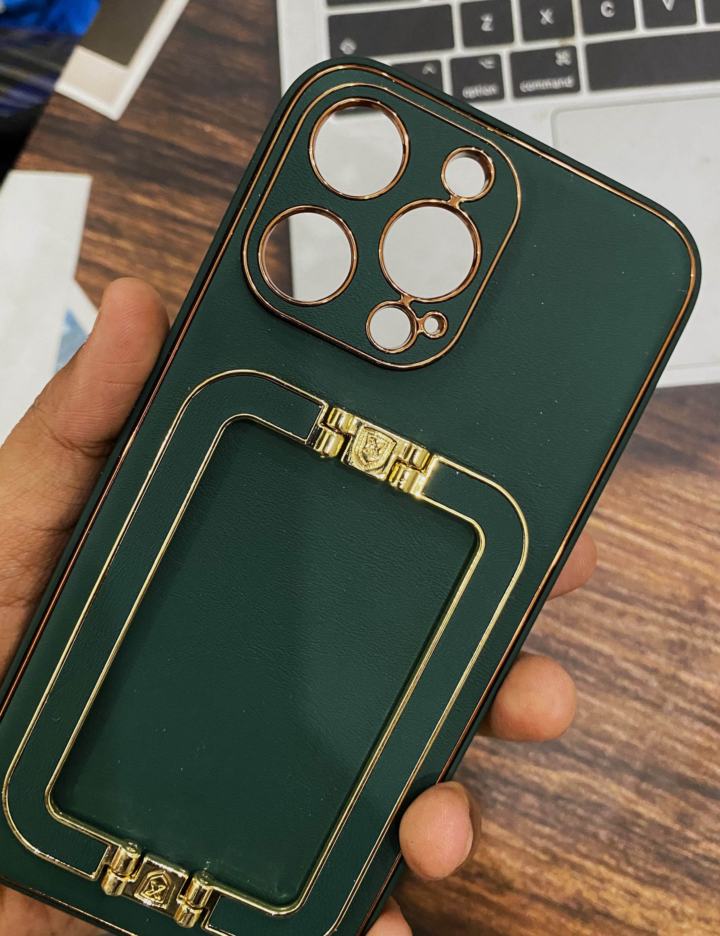 iPhone 13 Pro Premium Leather Camera Protection Case - Dark Green - Guleel