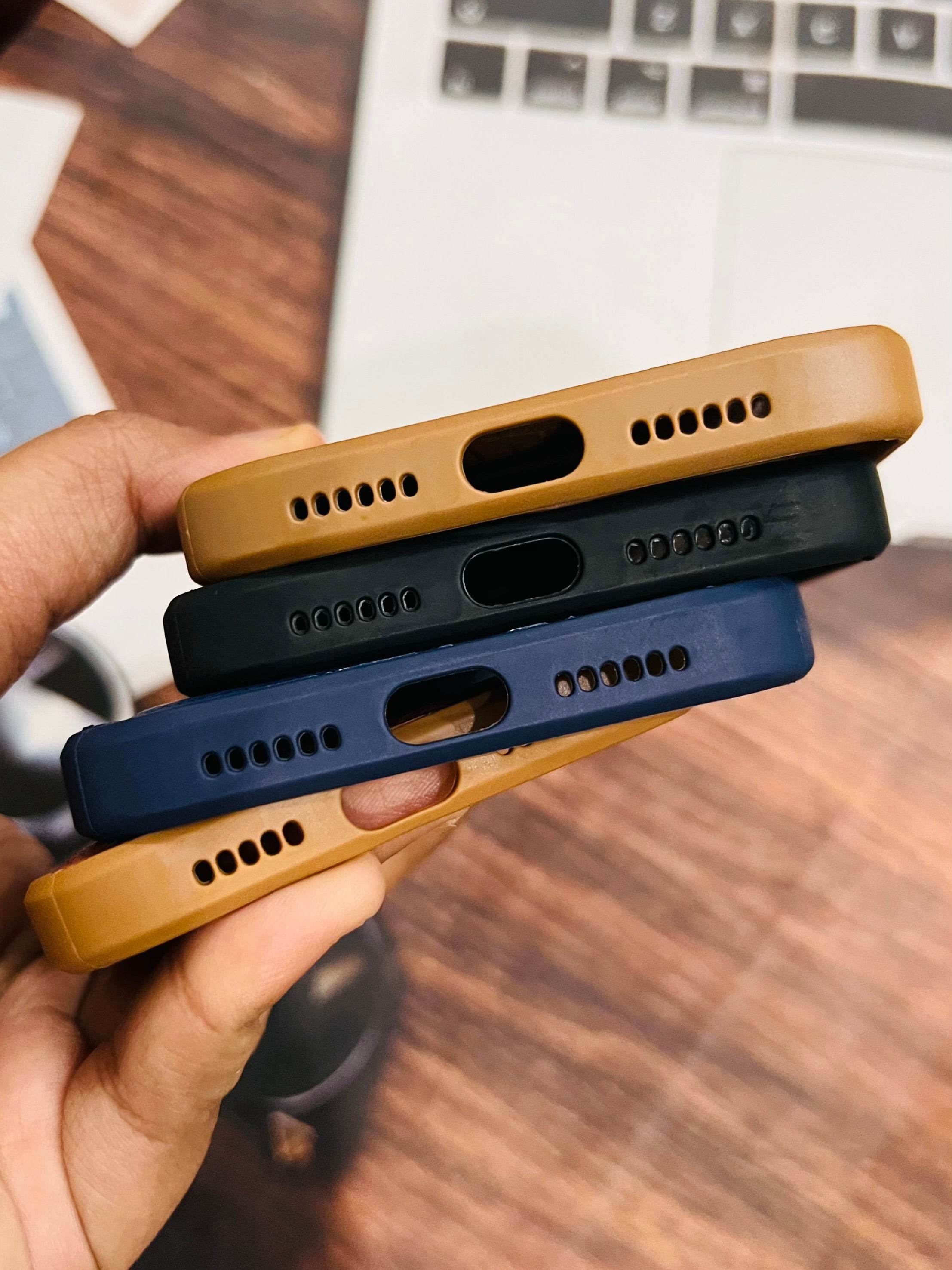 iPhone 11 Premium Leather Camera Protection Logo Cut Case - Dark Brown - Guleel