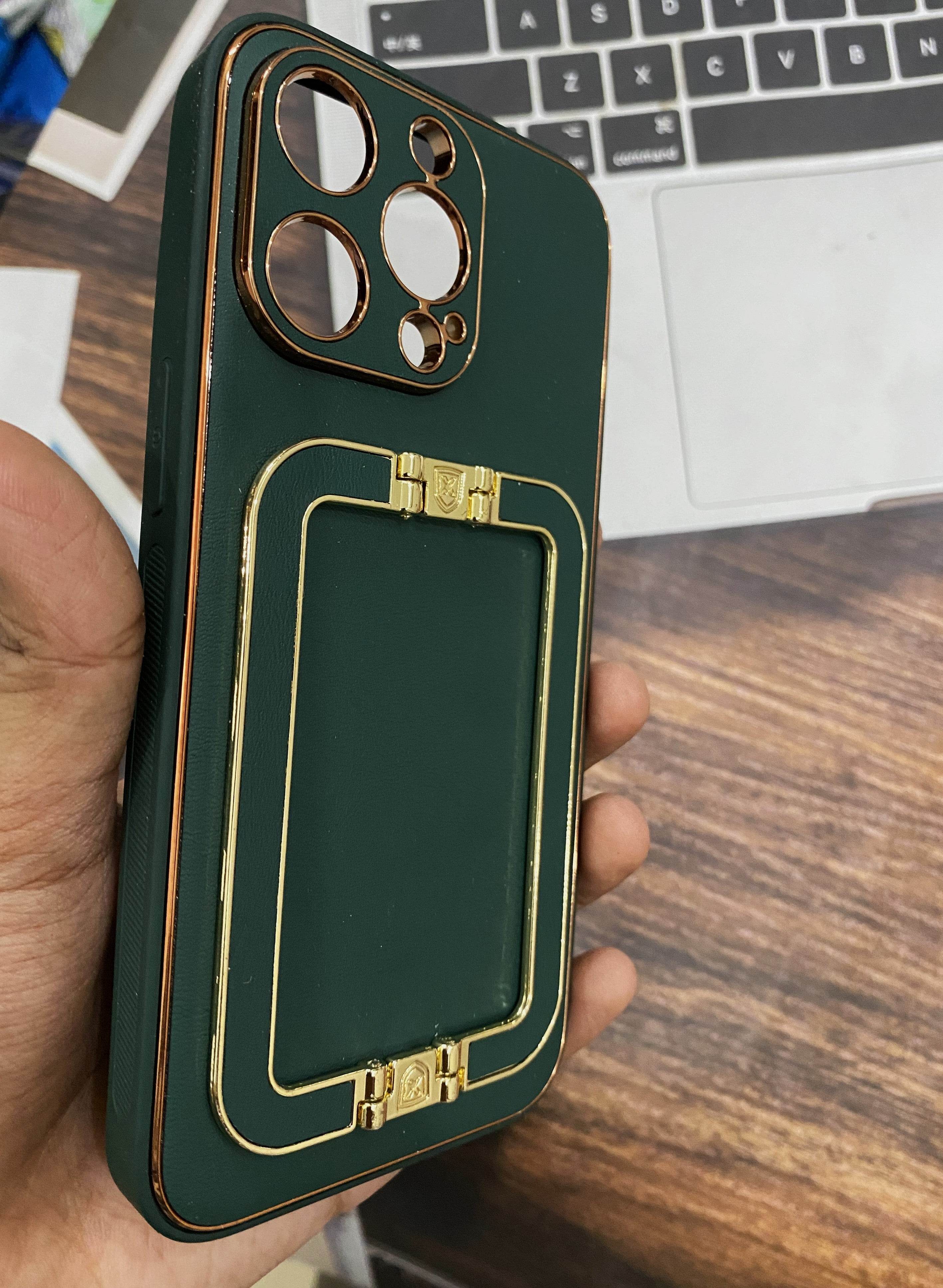 iPhone 13 Pro Premium Leather Camera Protection Case - Dark Green - Guleel