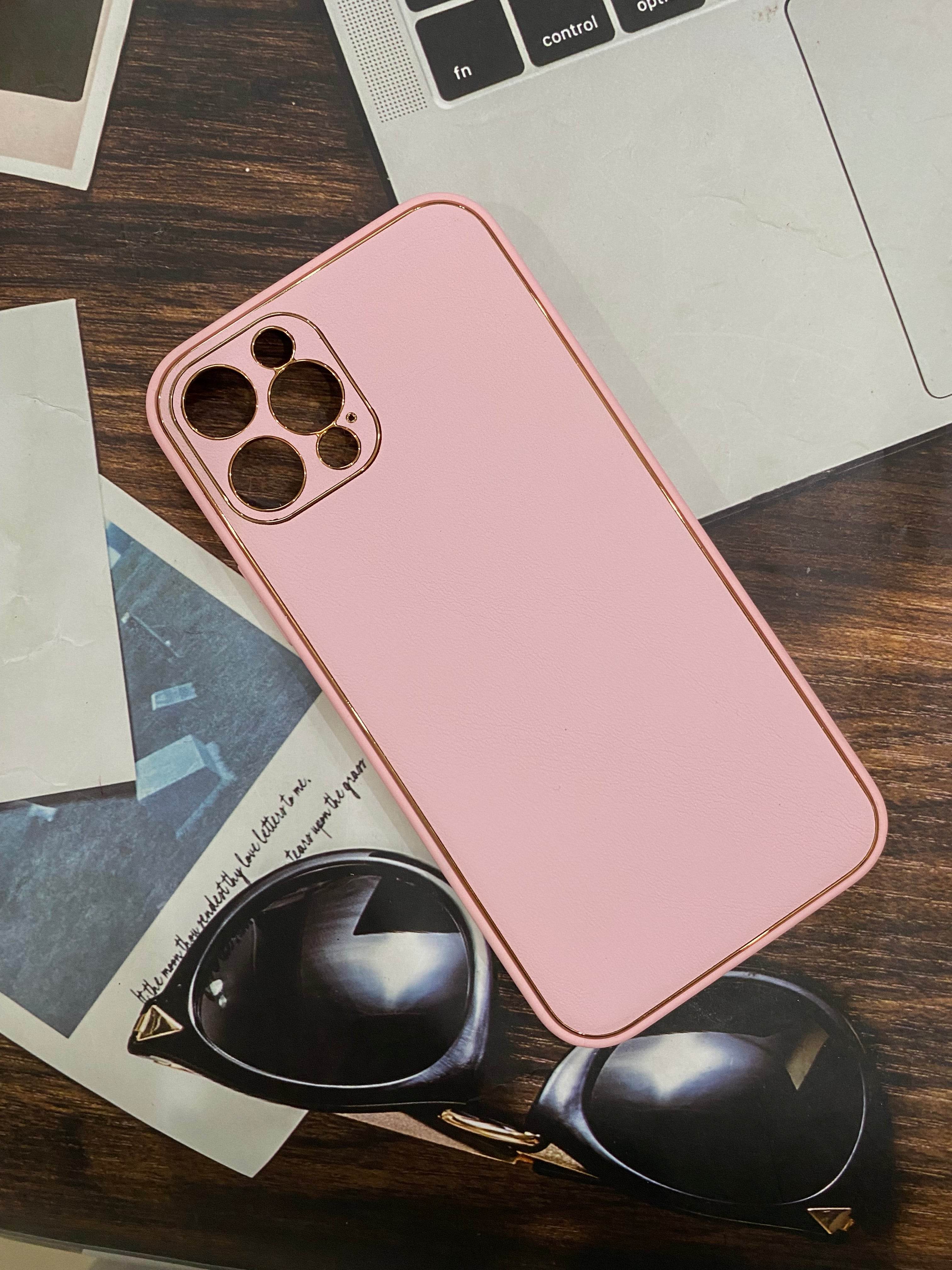 iPhone 12 Pro Premium Leather Camera Protection Case - Pink - Guleel