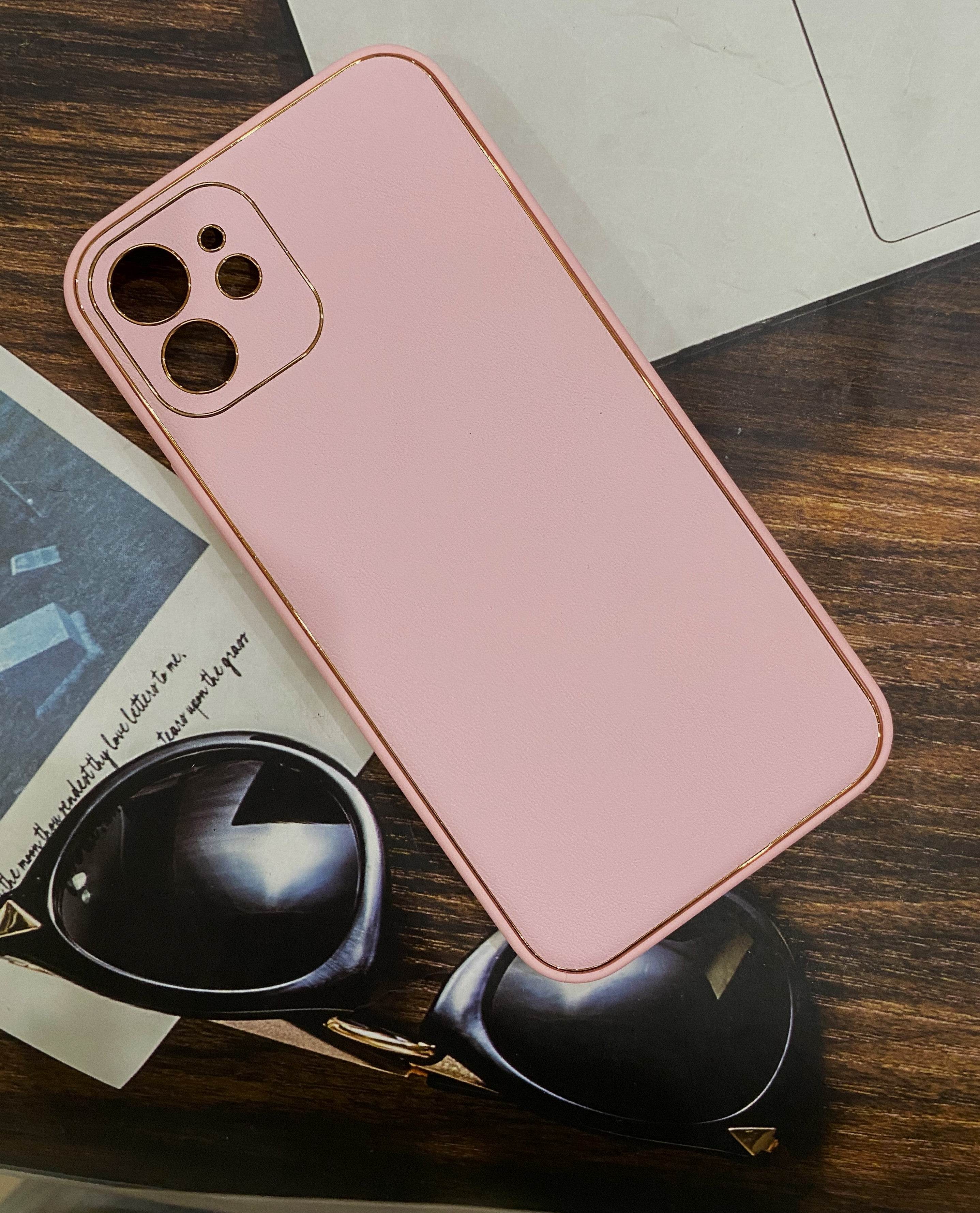 iPhone 12 Premium Leather Camera Protection Case - Pink - Guleel