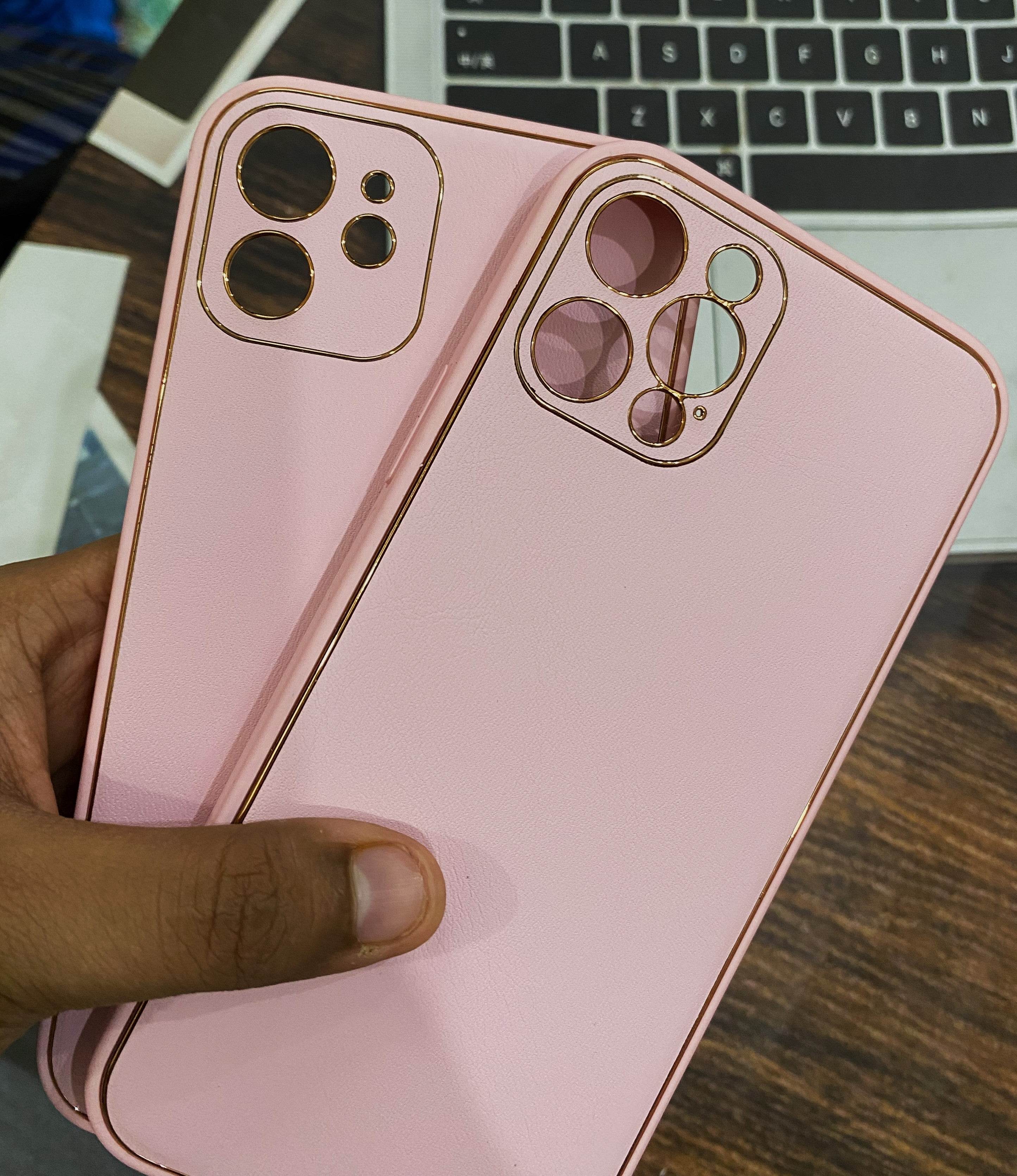 iPhone 12 Pro Premium Leather Camera Protection Case - Pink - Guleel