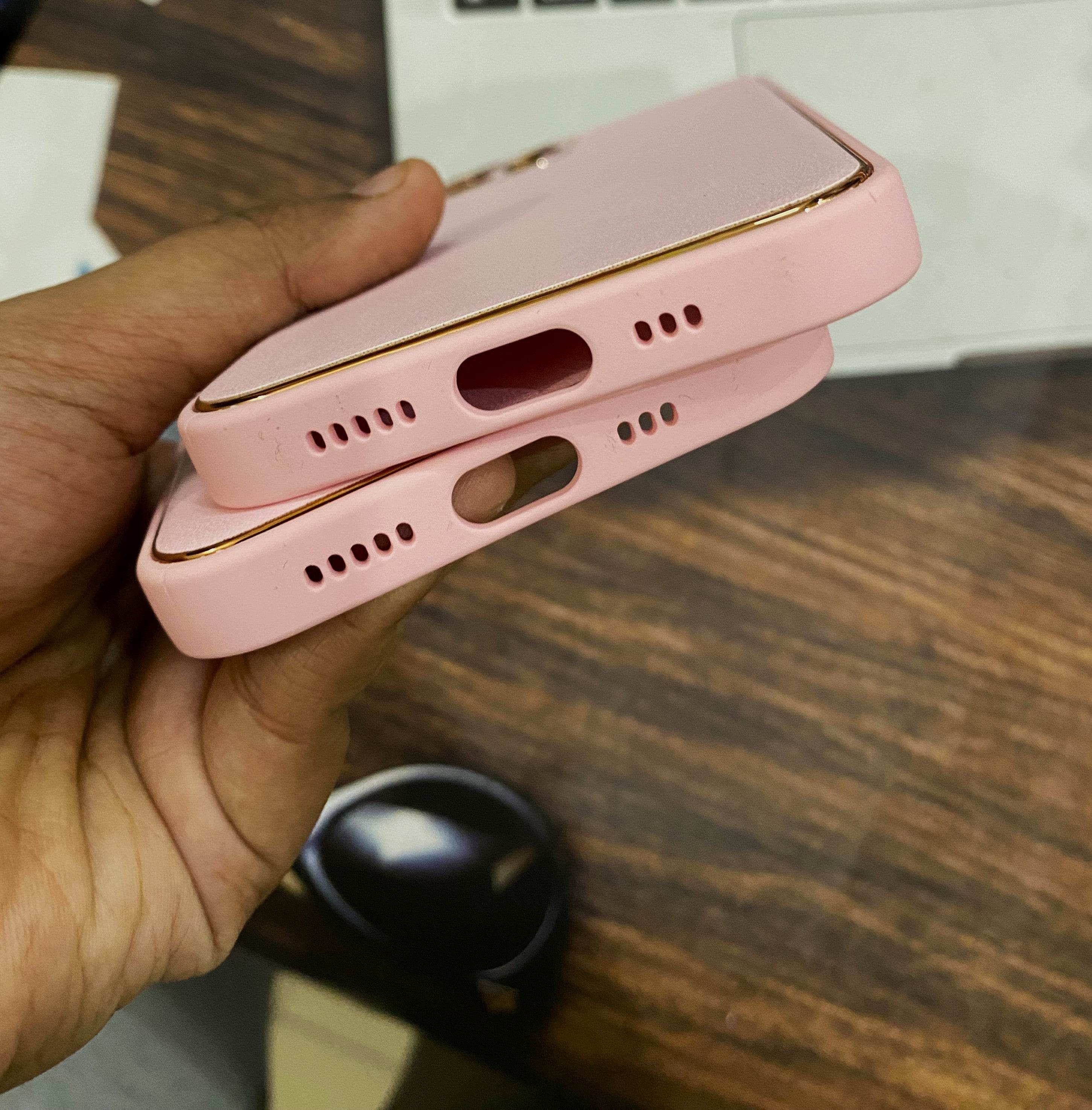 iPhone 12 Premium Leather Camera Protection Case - Pink - Guleel