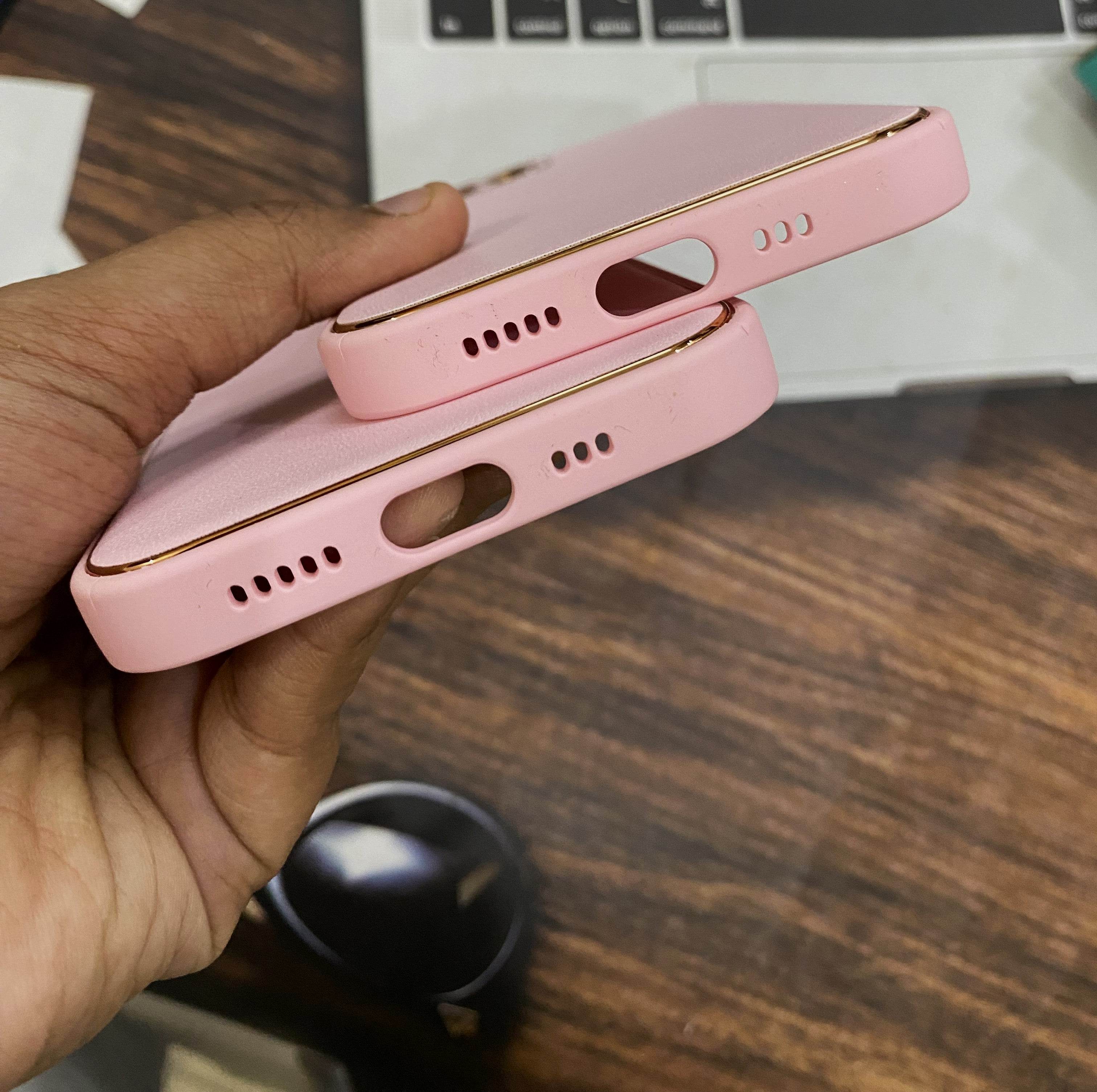 iPhone 12 Premium Leather Camera Protection Case - Pink - Guleel