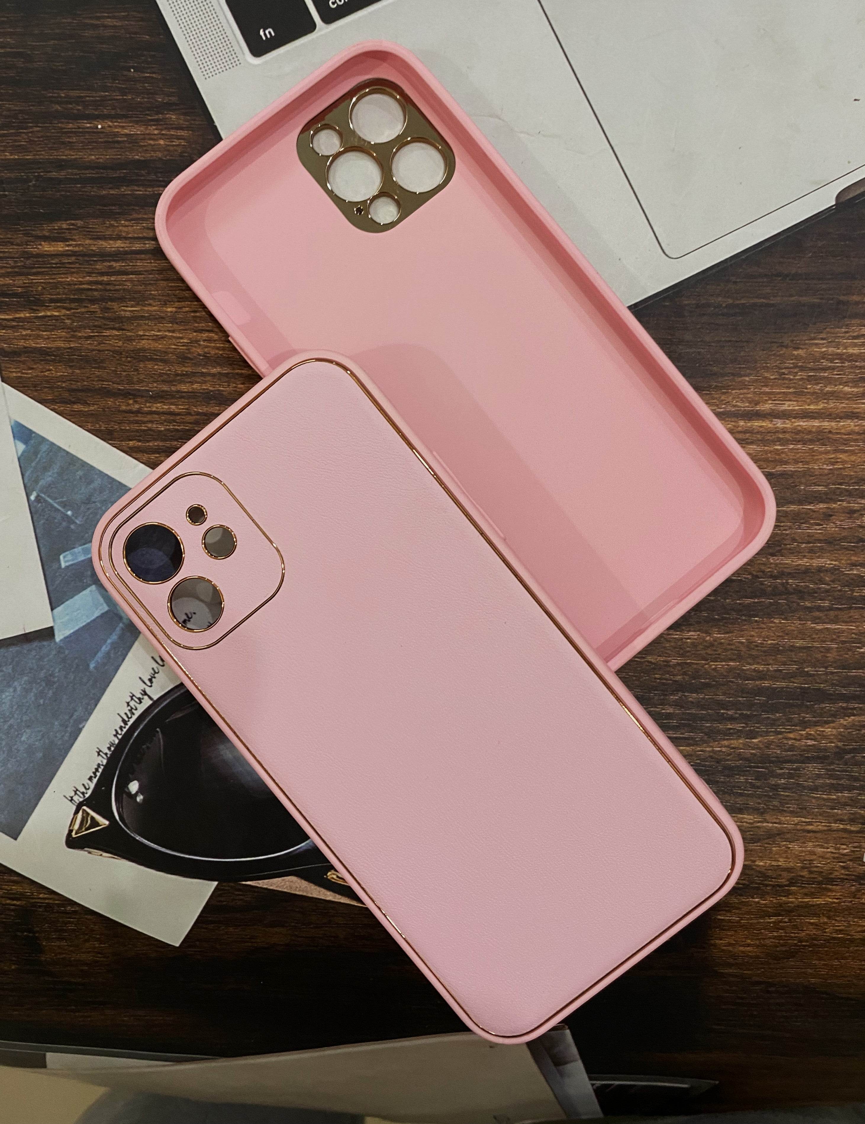 iPhone 12 Premium Leather Camera Protection Case - Pink - Guleel