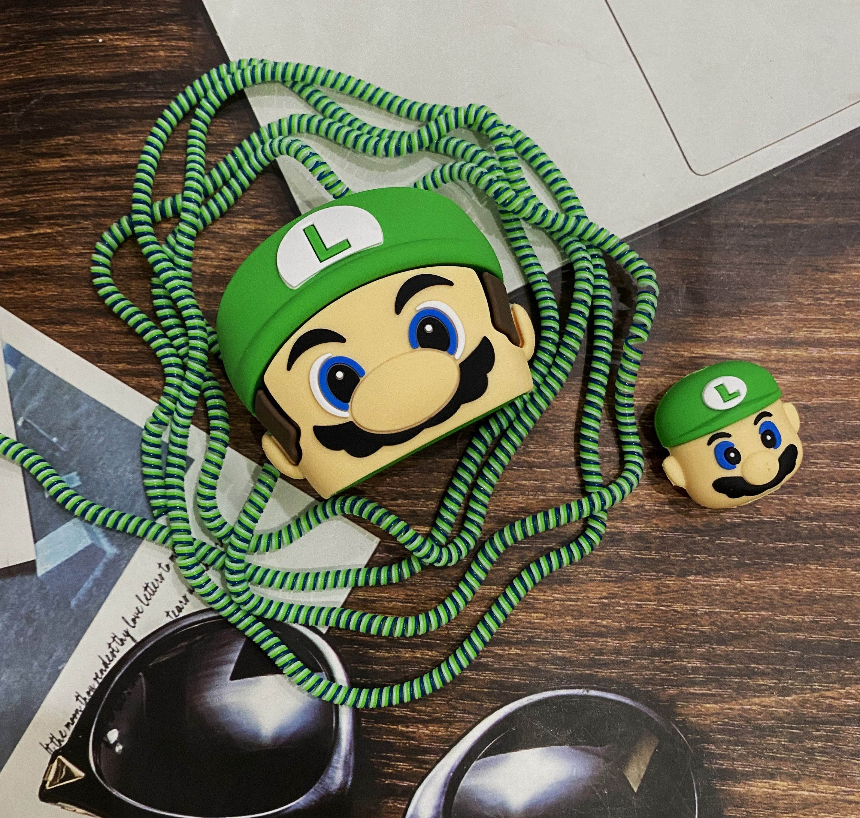 Silicone Cartoon iPhone Charger Case Cover for 18-20W Chargers - Green Cartoon L ( With Wire Cover ) - Guleel