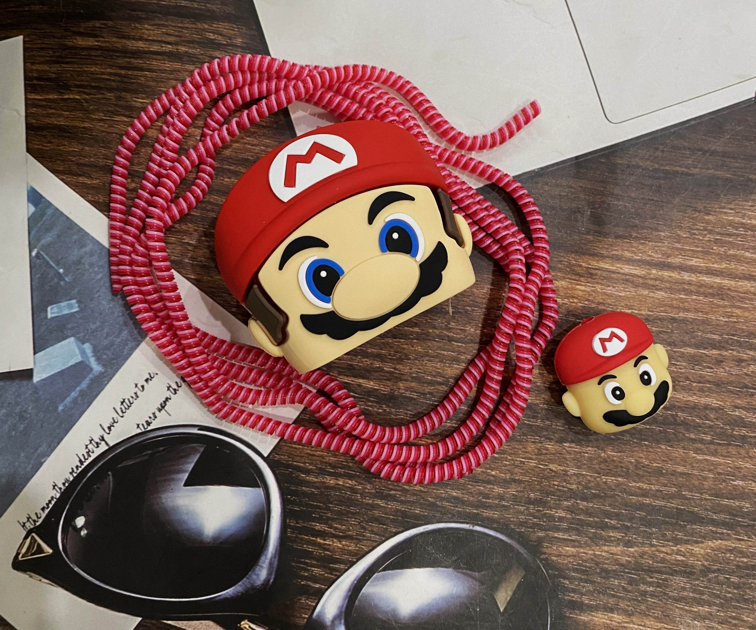 Silicone Cartoon iPhone Charger Case Cover for 18-20W Chargers -Red Cartoon M ( With Wire Cover ) - Guleel