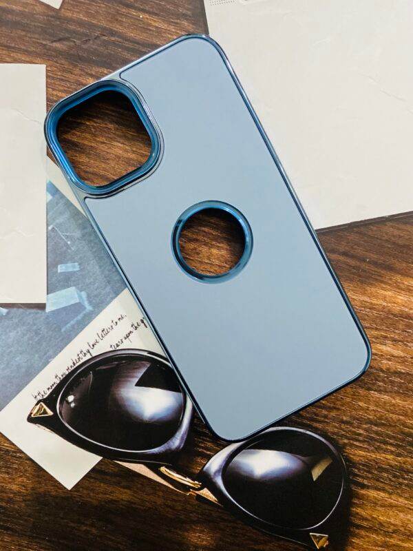 iPhone 14 Premium Shockproof Scratch Proof Logo Cut Cover- Blue - Guleel