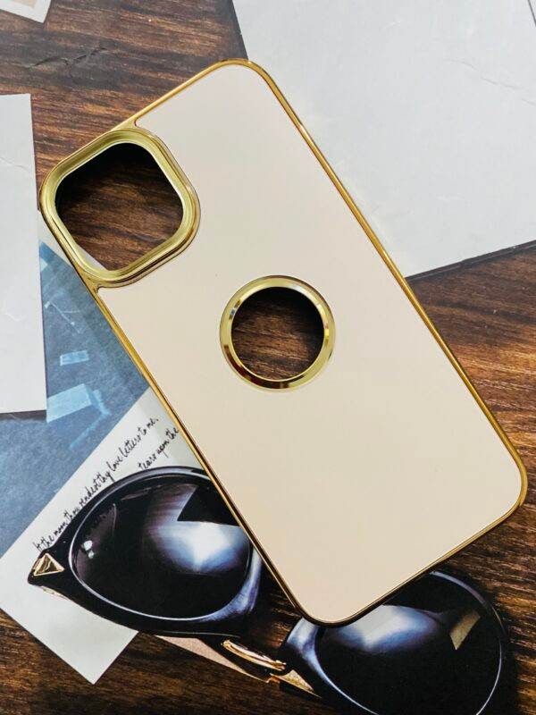 iPhone 14 Premium Shockproof Scratch Proof Logo Cut Cover- Gold - Guleel