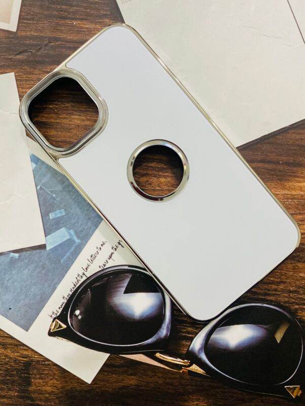 iPhone 14 Premium Shockproof Scratch Proof Logo Cut Cover- Silver - Guleel