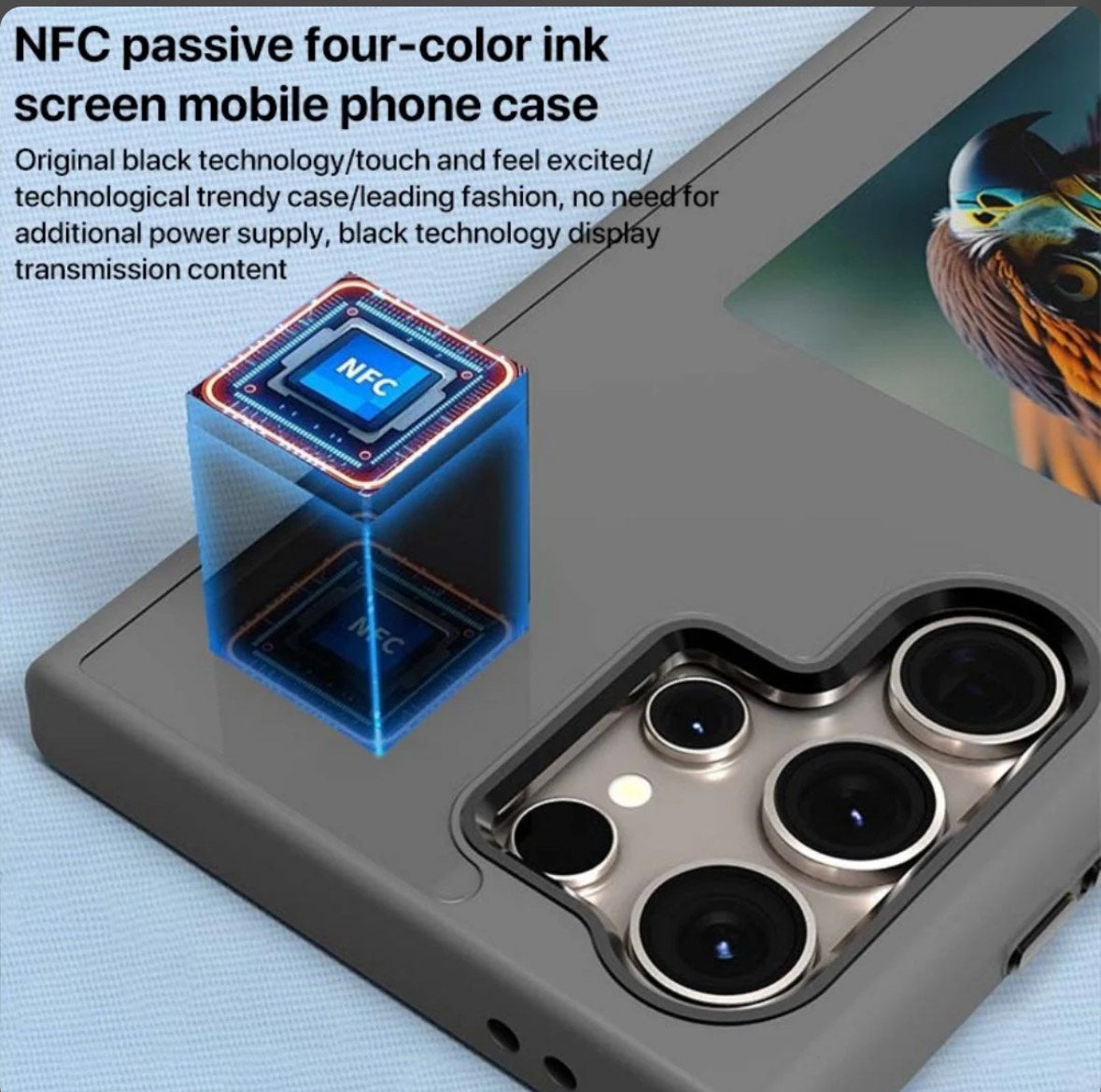 Wireless NFC Photo Display Smart Phone Case - Black