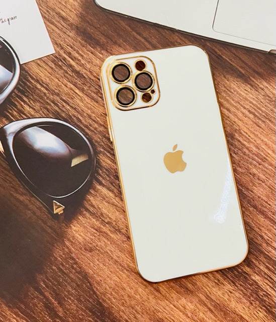 iPhone 12 Pro Max Camera Lens Logo Silicon Case - White - Guleel