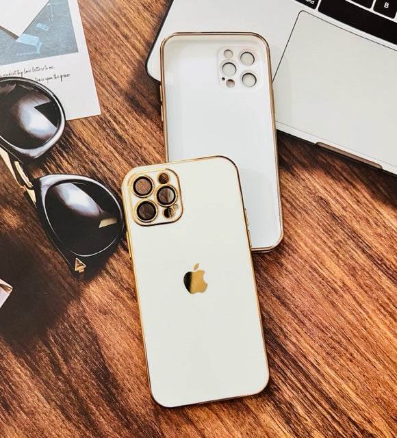 iPhone 12 Pro Max Camera Lens Logo Silicon Case - White - Guleel