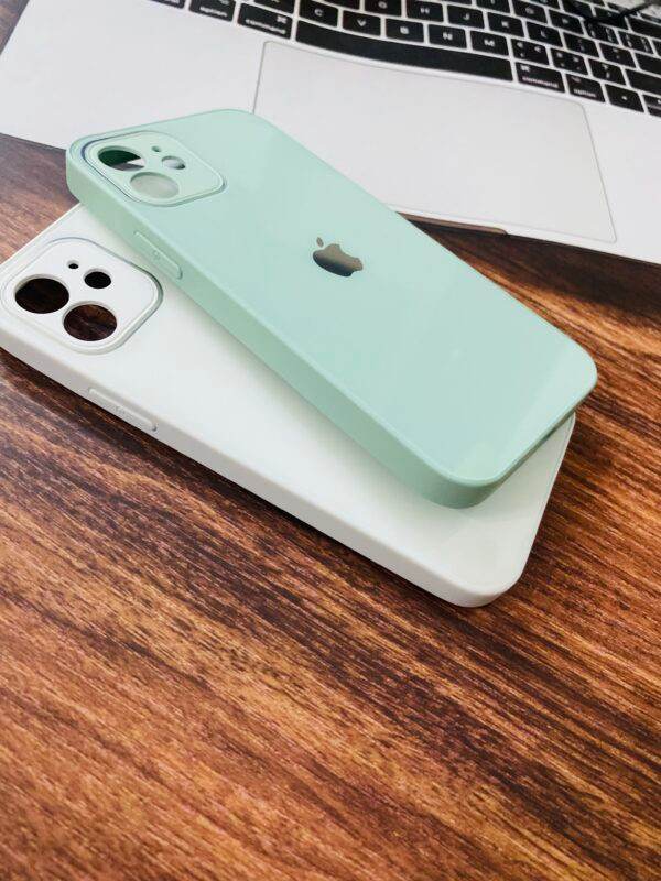 iPhone 12 Mini Premium Glass Finish Camera Protection Back Cover - White - Guleel