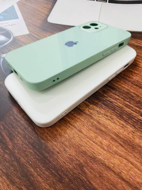 iPhone 12 Mini Premium Glass Finish Camera Protection Back Cover - White - Guleel