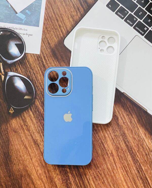 iPhone 12 Pro Max Premium Glass Mirror Finish Case - Blue - Guleel