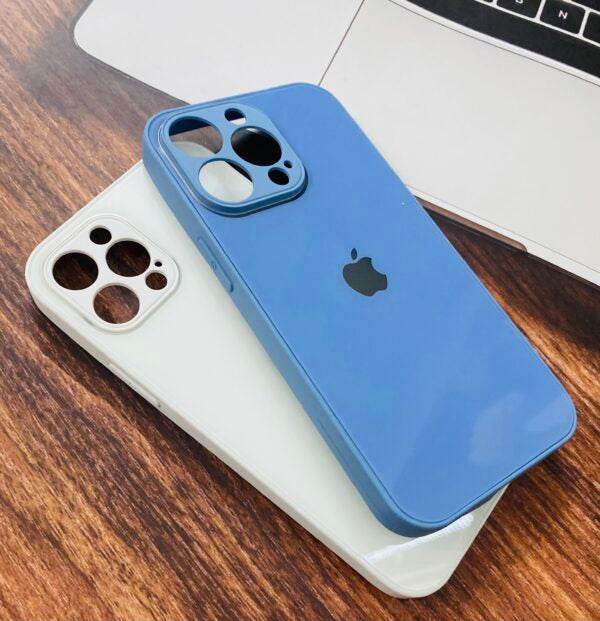 iPhone 12 Pro Max Premium Glass Mirror Finish Case - Blue - Guleel